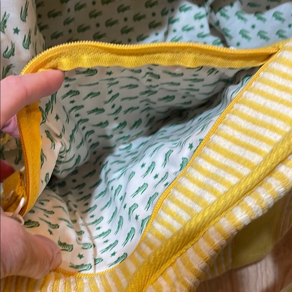 Lacoste Yellow Striped Terry Tote Bag with Pouch - Picture 10 of 14